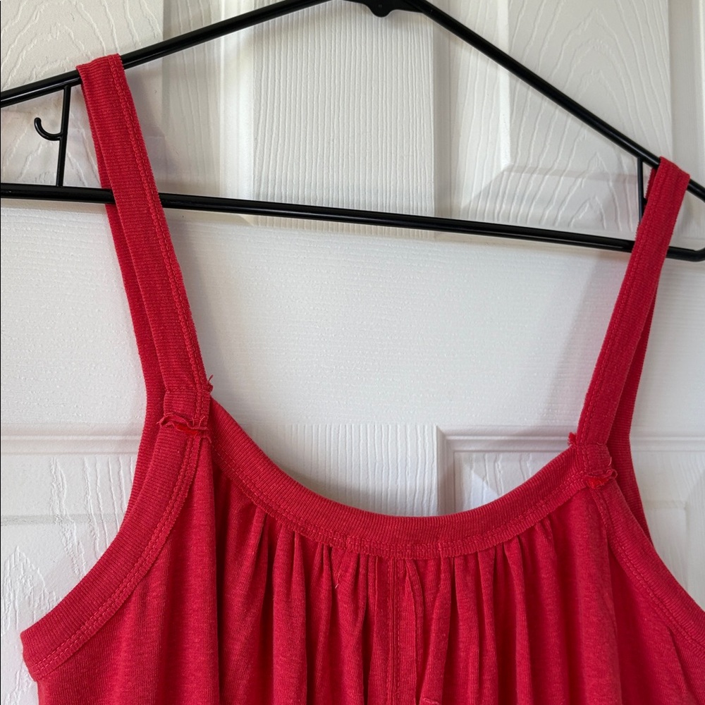 Relaxed Button Down MIDI Dress -  Red - Picture 10 of 10